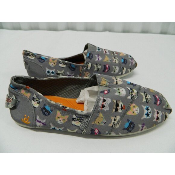 Size 7.5 Bobs Sketchers Memory Foam Cattitude Kitten Cat 2 Pairs Flats Slip On - Picture 13 of 16